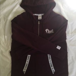 PINK burgundy half zip up hoodie